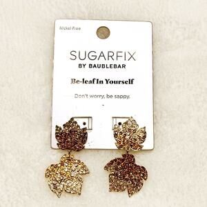 SUGARFIX By BAUBLEBAR Orange and Gold Maple Leaf Studded Dangle Earrings NEW